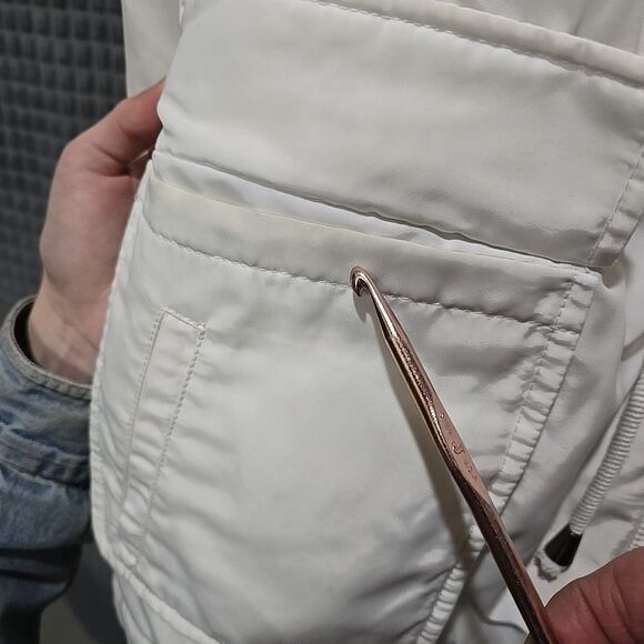 White Hooded Insulated Jacket Coat XL Fur Trim Zip Pennylane Ski Puffer Preppy - Picture 10 of 16